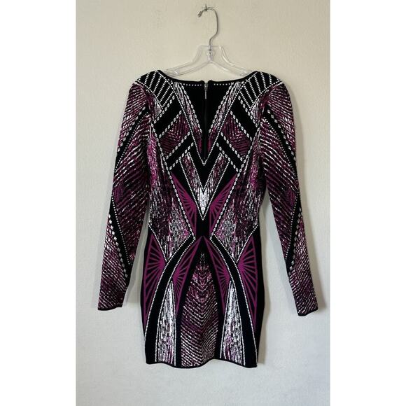 GUESS Size Small Jacquard Embellished Bodycon Dress Sexy Club Party Glam READ - Picture 2 of 13